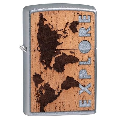 Zippo Zippo Woodchuck, Usa Explore, Street Chrome, Mahogany Emblem Attached ZIP-49171